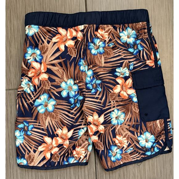 Lands’ End Boys Navy Blue Tropical Print Swim Trunks Size XL (14-16) - Picture 6 of 6